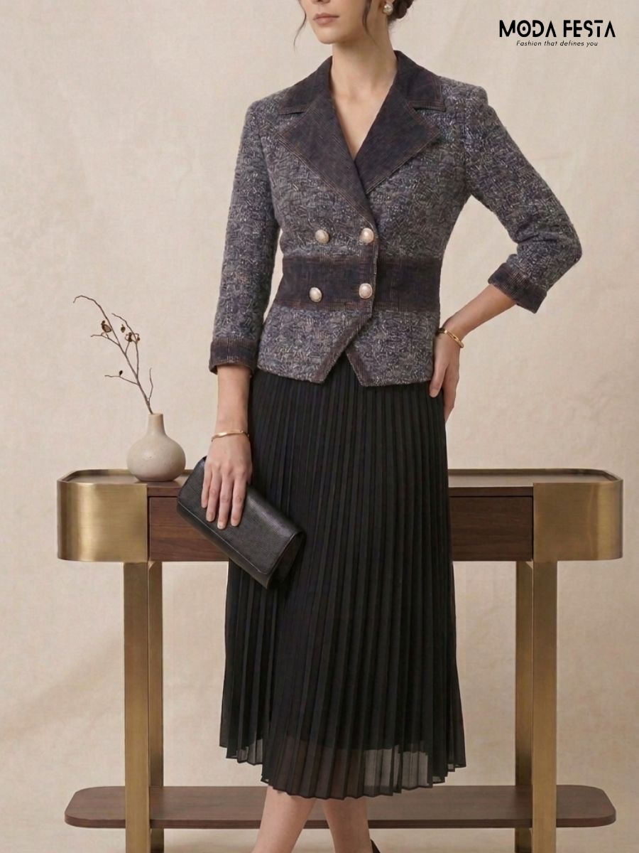 Eleonora Tweed Double-Breasted Blazer Dress